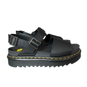 Dr. Martens NWOB Voss Mono Black Leather Platform sandals size 9
